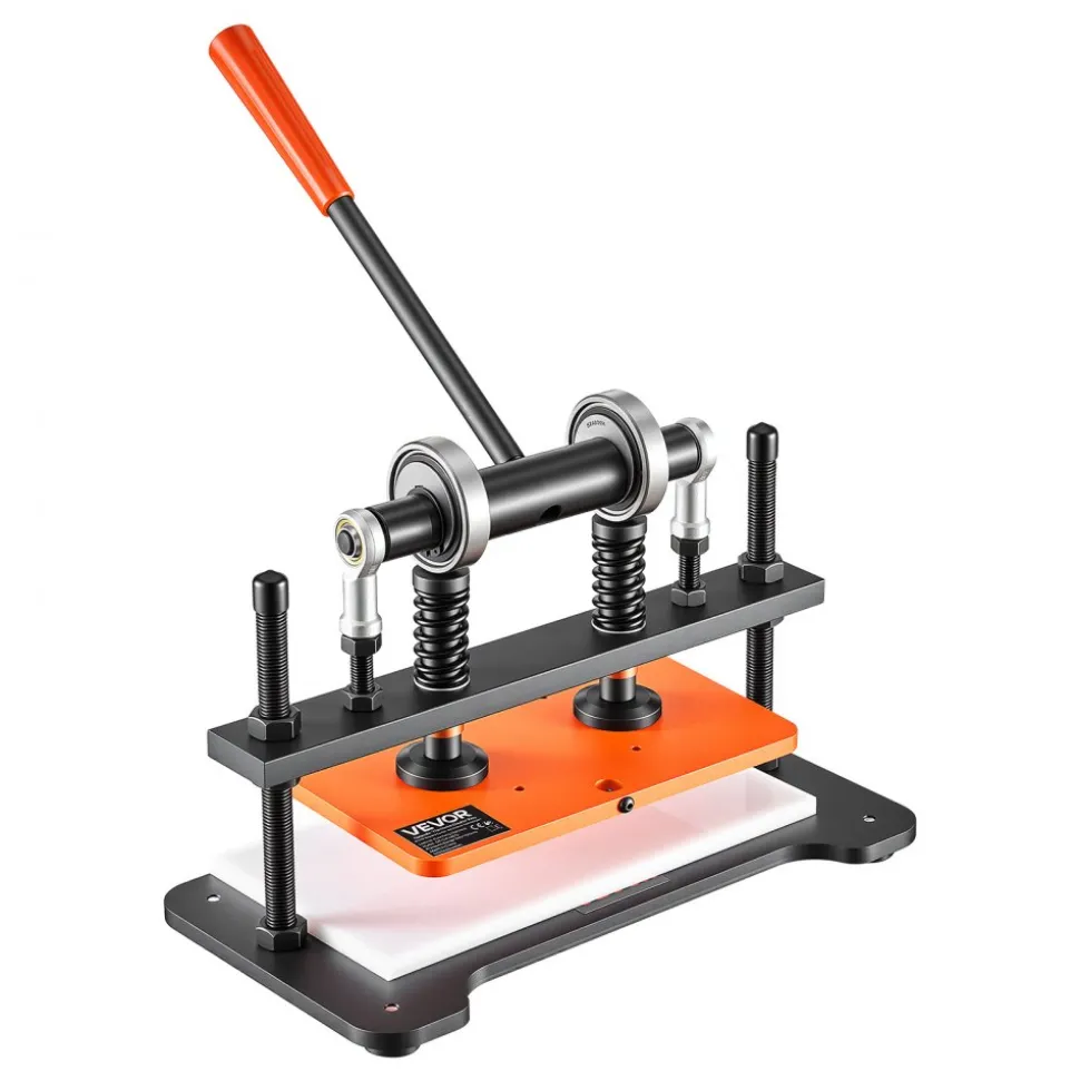 VEVOR Leather Cutting Machine 10.24 x 5.91 in Embossing Plate Die Cutter, Hand Press Leather Embossing & Die Cutting, 3300 lbs Pressure, 0.47 in Stroke, Dual Guide Shafts, for Fabric, Paper, Silicone
