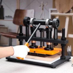 VEVOR Leather Cutting Machine, 10.2 x 5.9 in Embossing Plate Manual Die Cutter, 0.47 in Pressure Stroke Dual Guide Shafts Die Cut Machine, Leather Embossing Machine for Various of Materials