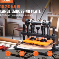 VEVOR Leather Cutting Machine, 10.2 x 5.9 in Embossing Plate Manual Die Cutter, 0.47 in Pressure Stroke Dual Guide Shafts Die Cut Machine, Leather Embossing Machine for Various of Materials