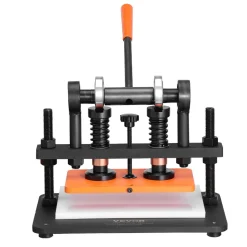 VEVOR Leather Cutting Machine, 10.2 x 5.9 in Embossing Plate Manual Die Cutter, 0.47 in Pressure Stroke Dual Guide Shafts Die Cut Machine, Leather Embossing Machine for Various of Materials