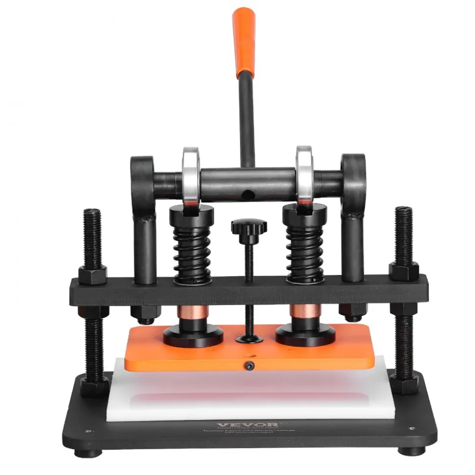 VEVOR Leather Cutting Machine, 10.2 x 5.9 in Embossing Plate Manual Die Cutter, 0.47 in Pressure Stroke Dual Guide Shafts Die Cut Machine, Leather Embossing Machine for Various of Materials