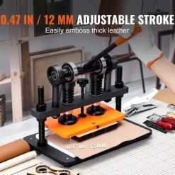 VEVOR Leather Cutting Machine, 10.2 x 5.9 in Embossing Plate Manual Die Cutter, 0.47 in Pressure Stroke Dual Guide Shafts Die Cut Machine, Leather Embossing Machine for Various of Materials