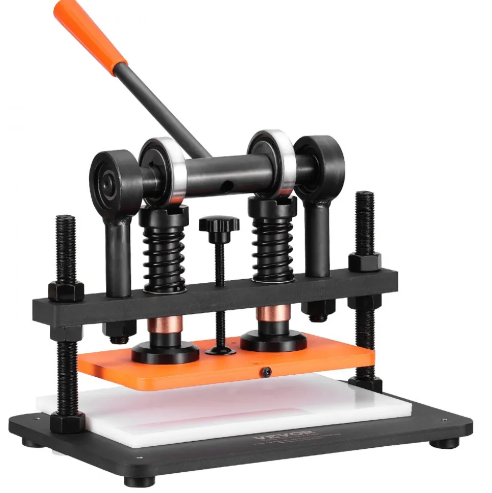 VEVOR Leather Cutting Machine, 10.2 x 5.9 in Embossing Plate Manual Die Cutter, 0.47 in Pressure Stroke Dual Guide Shafts Die Cut Machine, Leather Embossing Machine for Various of Materials