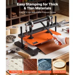 VEVOR Leather Cutting Machine 14.17 x 10.24 in Embossing Plate Die Cutter, Hand Press Leather Embossing & Die Cutting, 3300 lbs Pressure, 0.47 in Stroke, Dual Guide Shafts, for Fabric, Paper, Silicone