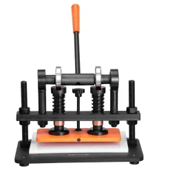 VEVOR Leather Cutting Machine, 10.2 x 4.7 in Embossing Plate Manual Die Cutter, 0.47 in Pressure Stroke Dual Guide Shafts Die Cut Machine, Leather Embossing Machine for Various of Materials