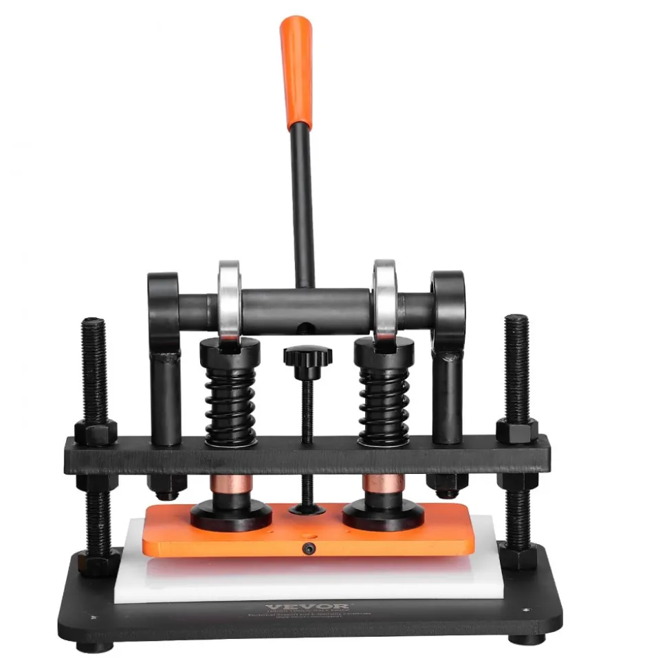 VEVOR Leather Cutting Machine, 10.2 x 4.7 in Embossing Plate Manual Die Cutter, 0.47 in Pressure Stroke Dual Guide Shafts Die Cut Machine, Leather Embossing Machine for Various of Materials