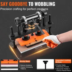 VEVOR Leather Cutting Machine, 10.2 x 4.7 in Embossing Plate Manual Die Cutter, 0.47 in Pressure Stroke Dual Guide Shafts Die Cut Machine, Leather Embossing Machine for Various of Materials