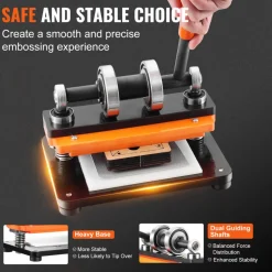 VEVOR Leather Cutting Machine, 7.1 x 3.9 in Embossing Plate Manual Die Cutter, 0.47 in Pressure Stroke Dual Guide Shafts Die Cut Machine, Leather Embossing Machine for Various of Materials