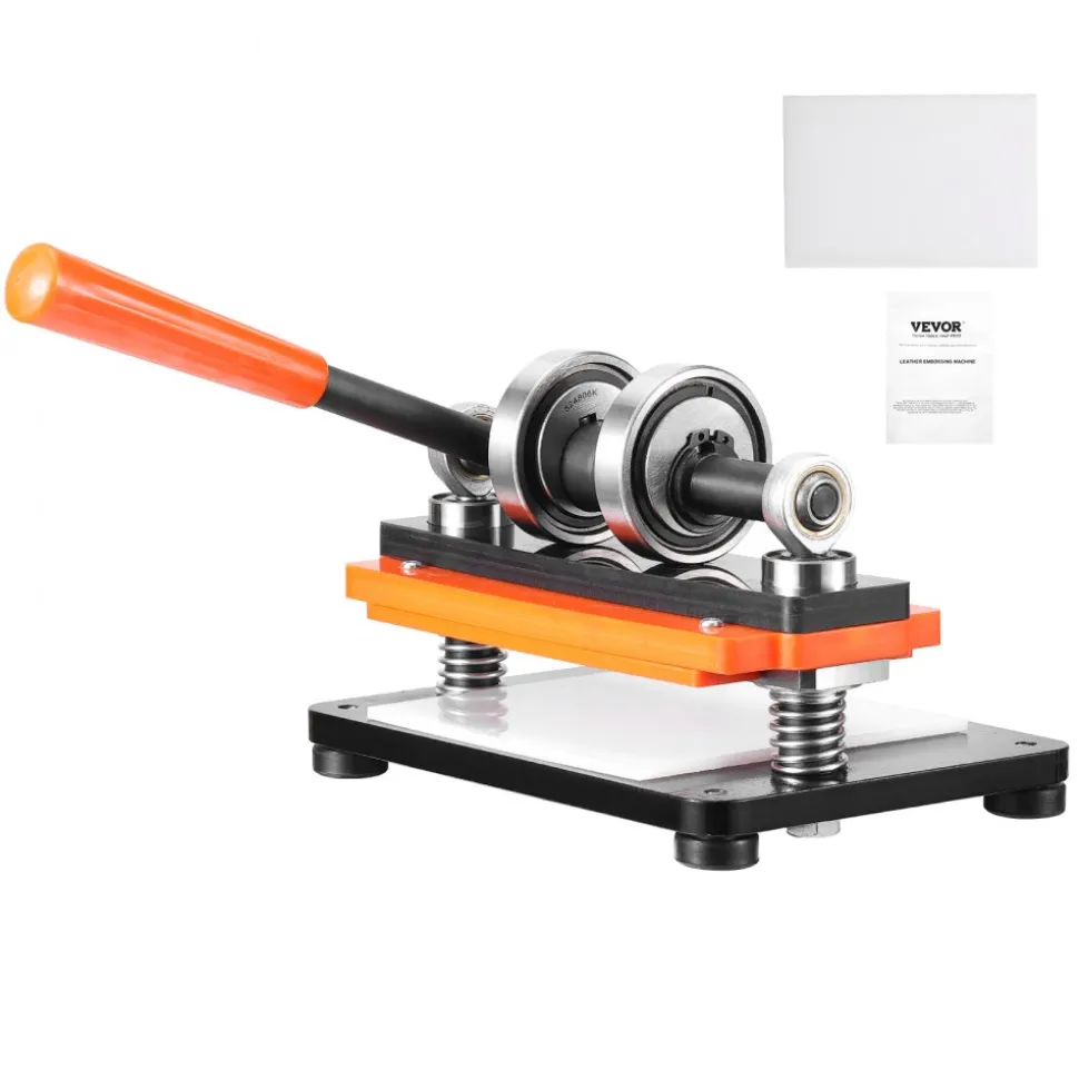 VEVOR Leather Cutting Machine, 7.1 x 3.9 in Embossing Plate Manual Die Cutter, 0.47 in Pressure Stroke Dual Guide Shafts Die Cut Machine, Leather Embossing Machine for Various of Materials