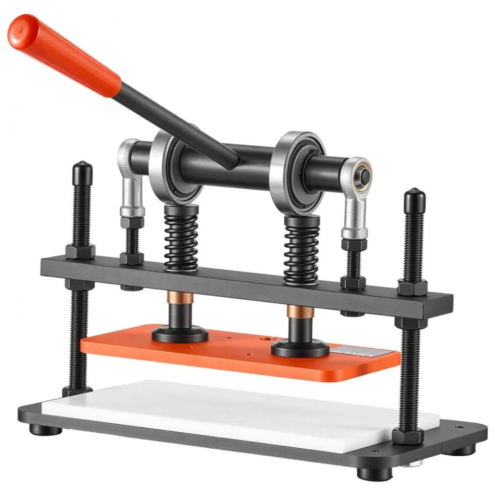 VEVOR Leather Cutting Machine 10.24 x 4.72 in Embossing Plate Die Cutter, Hand Press Leather Embossing & Die Cutting, 3300 lbs Pressure, 0.47 in Stroke, Dual Guide Shafts, for Fabric, Paper, Silicone