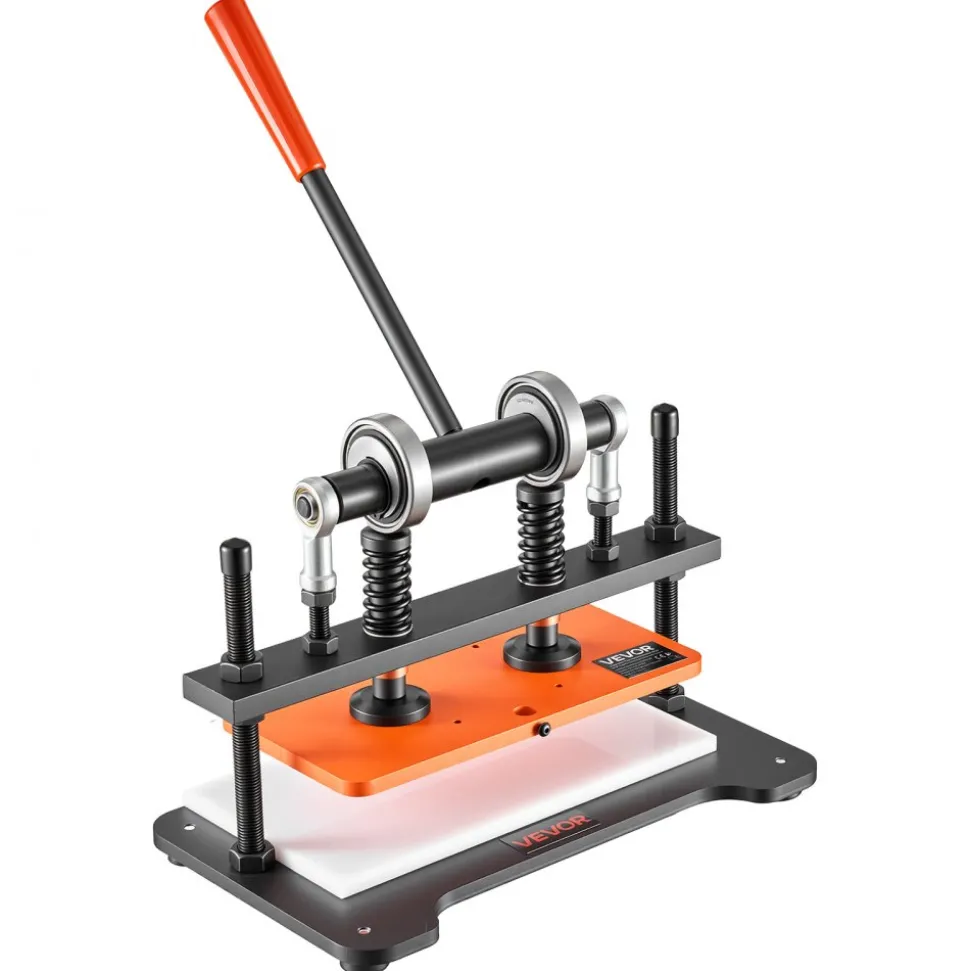 VEVOR Leather Cutting Machine 11.02 x 5.51 in Embossing Plate Die Cutter, Hand Press Leather Embossing & Die Cutting, 3300 lbs Pressure, 0.47 in Stroke, Dual Guide Shafts, for Fabric, Paper, Silicone