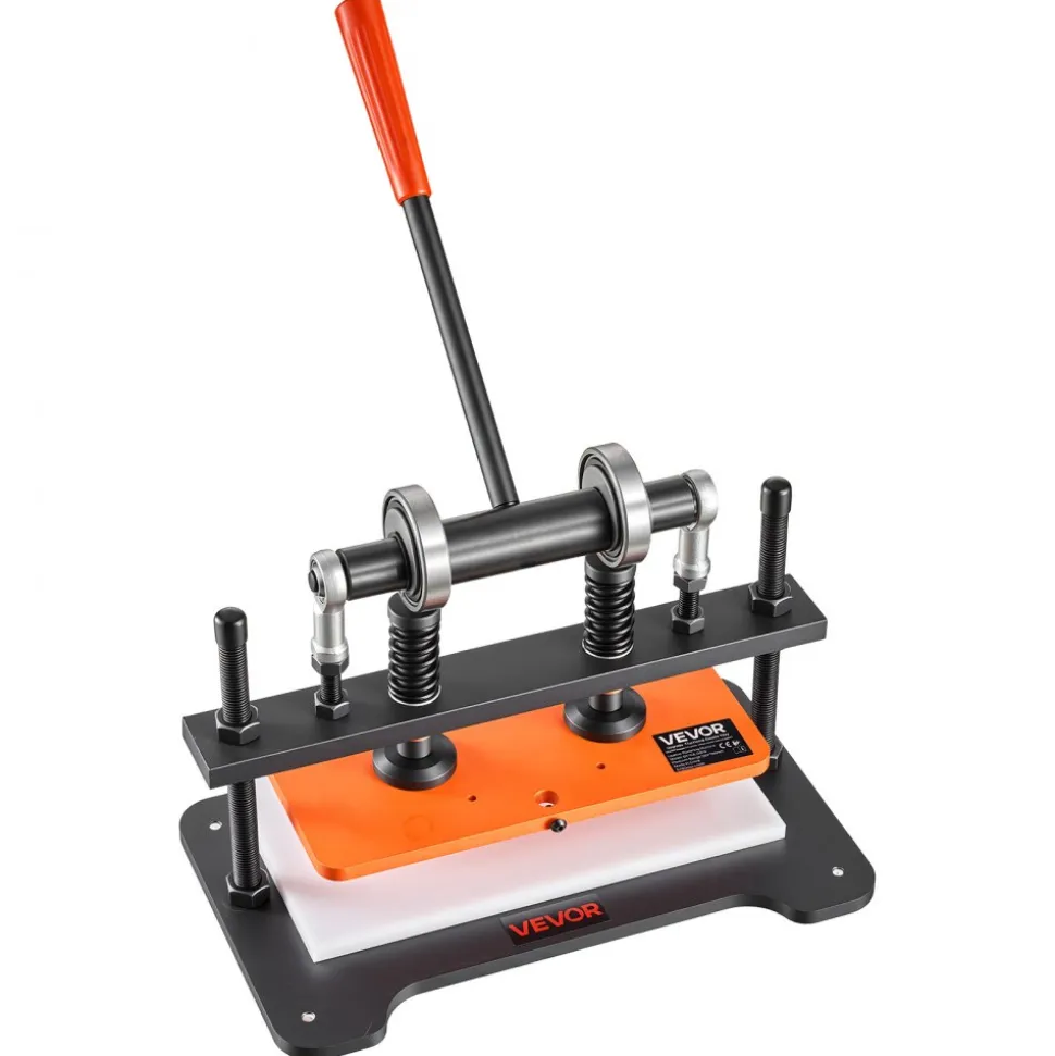 VEVOR Leather Cutting Machine 11.02 x 5.51 in Embossing Plate Die Cutter, Hand Press Leather Embossing & Die Cutting, 3300 lbs Pressure, 0.47 in Stroke, Dual Guide Shafts, for Fabric, Paper, Silicone