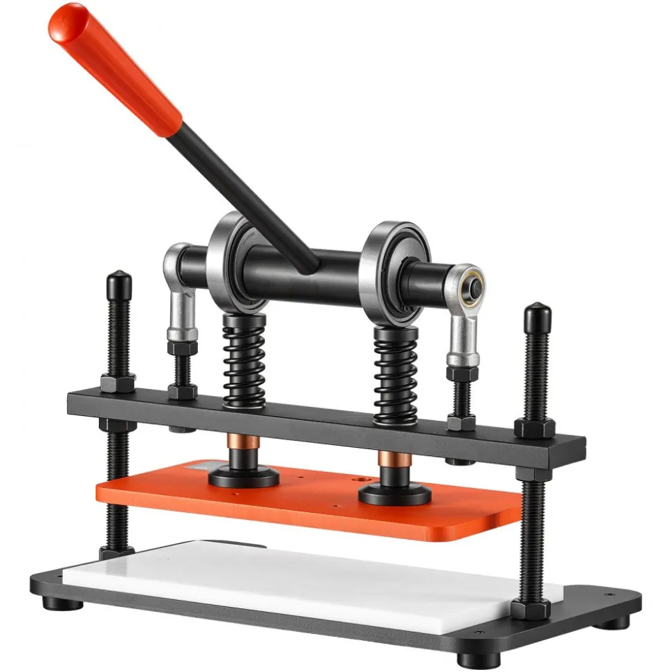 VEVOR Leather Cutting Machine 11.02 x 5.51 in Embossing Plate Die Cutter, Hand Press Leather Embossing & Die Cutting, 3300 lbs Pressure, 0.47 in Stroke, Dual Guide Shafts, for Fabric, Paper, Silicone