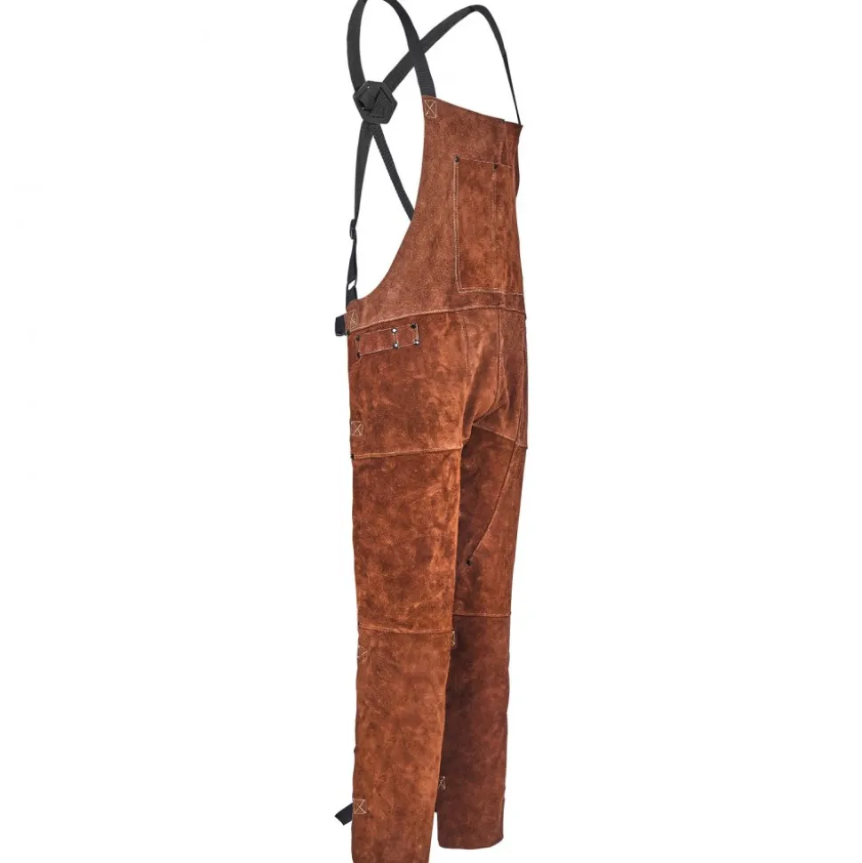 VEVOR Leather Welding Apron Split Leg, Heavy Duty Cowhide Flame Resistant Welding Pants for Men Women, Heat-Resistant Safety Apron with 3 Pockets for Woodworking, Gardening, Blacksmithing, L-Size