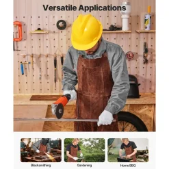 VEVOR Leather Welding Apron Split Leg, Heavy Duty Cowhide Flame Resistant Welding Pants for Men Women, Heat-Resistant Safety Apron with 3 Pockets for Woodworking, Gardening, Blacksmithing, L-Size
