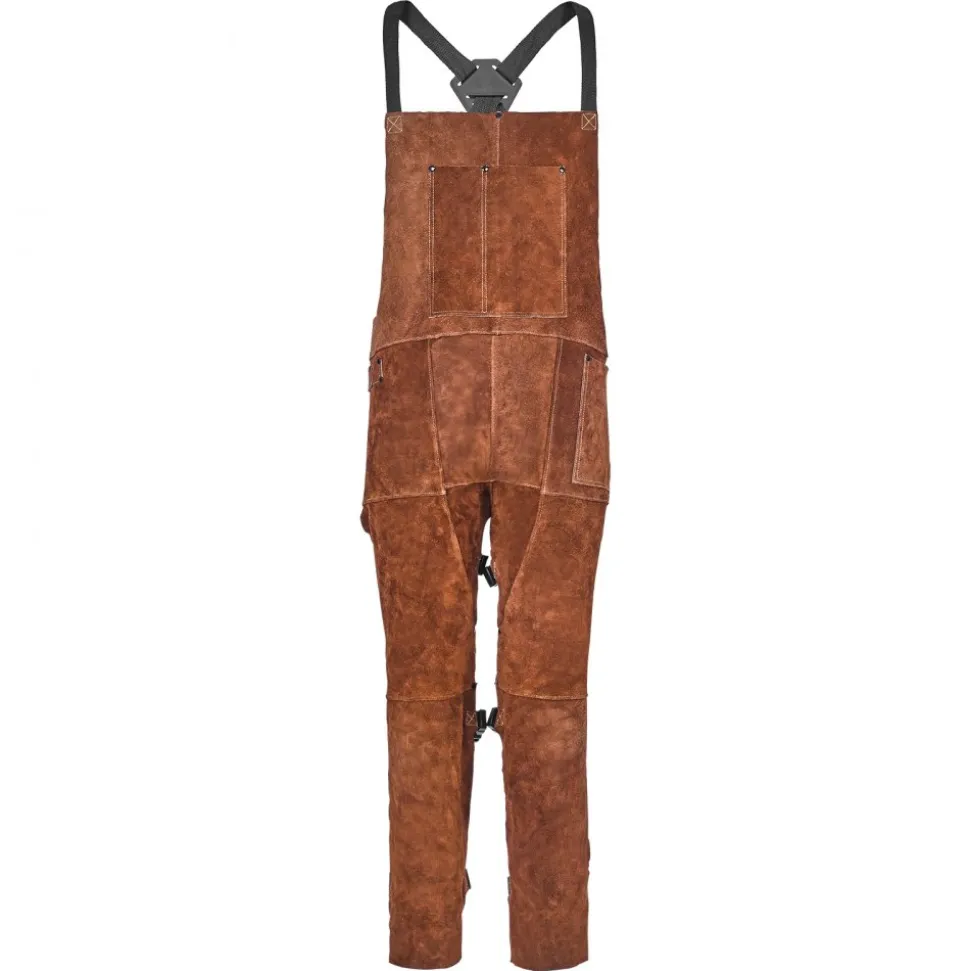 VEVOR Leather Welding Apron Split Leg, Heavy Duty Cowhide Flame Resistant Welding Pants for Men Women, Heat-Resistant Safety Apron with 3 Pockets for Woodworking, Gardening, Blacksmithing, M-Size