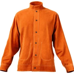 VEVOR Leather Welding Jacket, Heavy Duty Cowhide Flame Resistant Welding Coat, Waterproof Heat-Resistant Safety Jacket with 4 Pockets & Adjustable Cuffs for Welders Steelworks - XXL Size