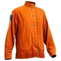 VEVOR Leather Welding Jacket, Heavy Duty Cowhide Flame Resistant Welding Coat, Waterproof Heat-Resistant Safety Jacket with 4 Pockets & Adjustable Cuffs for Welders Steelworks - XXL Size
