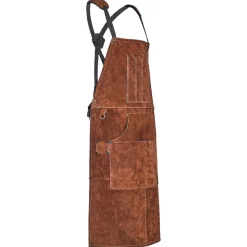 VEVOR Leather Welding Work Apron, Heavy Duty Cowhide Flame Resistant Welding Apron, Heat-Resistant Blacksmith Welder Aprons with 6 Tool Pockets for Woodworking, Gardening, BBQ