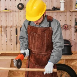 VEVOR Leather Welding Work Apron, Heavy Duty Cowhide Flame Resistant Welding Apron, Heat-Resistant Blacksmith Welder Aprons with 6 Tool Pockets for Woodworking, Gardening, BBQ