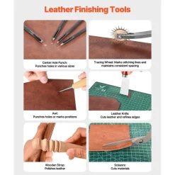 VEVOR Leather Working Tools Kit, 92 PCS Leather Craft Tools with Portable Leather Storage Bag, Engraving Punching Sewing Stamping Sanding Tools, Ideal for Beginners DIY Enthusiasts and Professionals