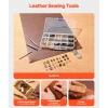 VEVOR Leather Working Tools Kit, 61 PCS Leather Craft Tools with Portable Canvas Storage Bag, Engraving Punching Sewing Stamping Sanding Tools, Ideal for Beginners DIY Enthusiasts and Professionals