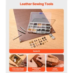 VEVOR Leather Working Tools Kit, 61 PCS Leather Craft Tools with Portable Canvas Storage Bag, Engraving Punching Sewing Stamping Sanding Tools, Ideal for Beginners DIY Enthusiasts and Professionals