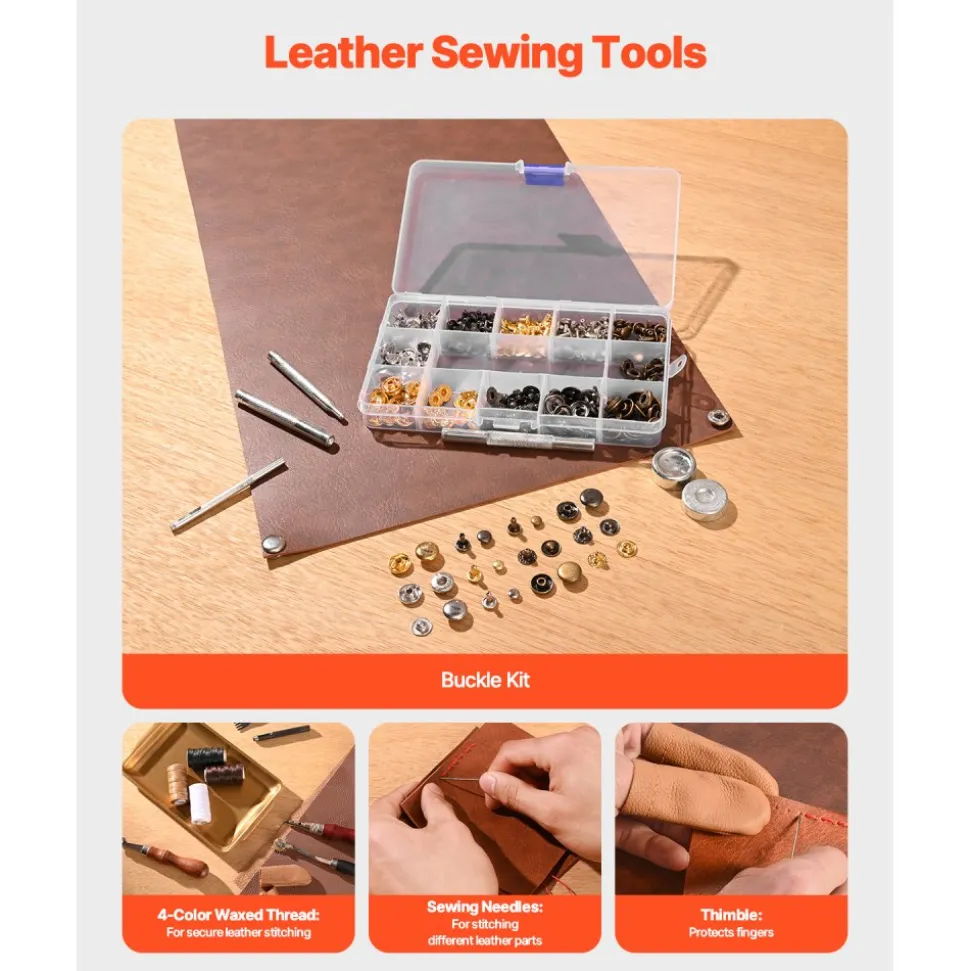 VEVOR Leather Working Tools Kit, 61 PCS Leather Craft Tools with Portable Canvas Storage Bag, Engraving Punching Sewing Stamping Sanding Tools, Ideal for Beginners DIY Enthusiasts and Professionals