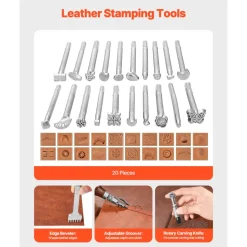 VEVOR Leather Working Tools Kit, 72 PCS Leather Craft Tools with Portable Leather Storage Bag, Engraving Punching Sewing Stamping Sanding Tools, Ideal for Beginners DIY Enthusiasts and Professionals