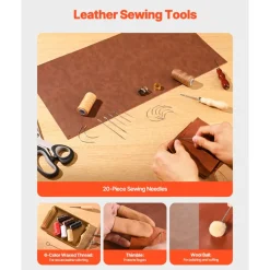 VEVOR Leather Working Tools Kit, 72 PCS Leather Craft Tools with Portable Leather Storage Bag, Engraving Punching Sewing Stamping Sanding Tools, Ideal for Beginners DIY Enthusiasts and Professionals