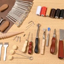 VEVOR Leather Working Tools Kit, 72 PCS Leather Craft Tools with Portable Leather Storage Bag, Engraving Punching Sewing Stamping Sanding Tools, Ideal for Beginners DIY Enthusiasts and Professionals