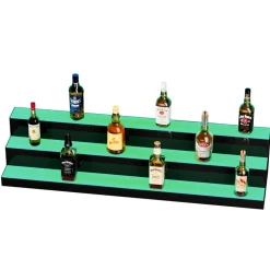 VEVOR LED Lighted Liquor Bottle Display, 3 Tiers 48 Inch Commercial Illuminated Home Bar Shelf, 3 Steps Whiskey Rack Stand, Acrylic Drink Shelves with RF Remote & App Control, and Multicolor lighting