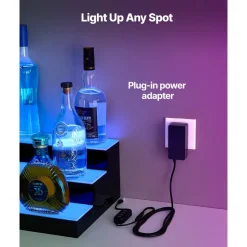 VEVOR LED Lighted Liquor Bottle Display, 3 Tiers 30 Inch Commercial Illuminated Home Bar Shelf, 3 Steps Whiskey Rack Stand, Acrylic Drink Shelves with RF Remote & App Control, and Multicolor lighting