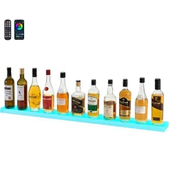 VEVOR LED Lighted Liquor Bottle Display, 3 Tiers 40 Inch Commercial Illuminated Home Bar Shelf, 3 Steps Whiskey Rack Stand, Acrylic Drink Shelves with RF Remote & App Control, and Multicolor lighting