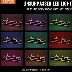VEVOR LED Lighted Liquor Bottle Display, 3 Tiers 40 inches, Acrylic Illuminated Home Bar Shelf Display with RF Remote & App Control, DIY Setup with Type-C Cables, 9 Static Colors, for 30-39 Bottles