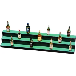 VEVOR LED Lighted Liquor Bottle Display, 3 Tiers 60 Inch Commercial Illuminated Home Bar Shelf, 3 Steps Whiskey Rack Stand, Acrylic Drink Shelves with RF Remote & App Control, and Multicolor lighting