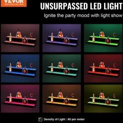 VEVOR LED Lighted Liquor Bottle Display, 2 Tiers 30 Inch Commercial Illuminated Home Bar Shelf, 2 Steps Whiskey Rack Stand, Acrylic Drink Shelves with RF Remote & App Control, and Multicolor lighting
