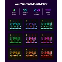 VEVOR LED Lighted Liquor Bottle Display, 2 Tiers 20 Inches Whiskey Rack, Supports USB, Illuminated Home Bar Shelf with RF Remote & App Control, 9 Static Colors, Acrylic Lighted Shelf for 10 Bottles