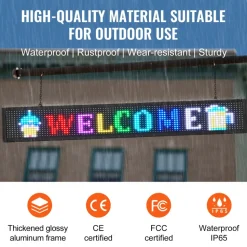 VEVOR LED Message Board, P10 Full Color Scrolling Display, Customizable Text and Animation via WIFI or USB, Ideal for Retail, Parties, and Bars, 52"x8"