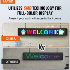 VEVOR LED Message Board, P10 Full Color Scrolling Display, Customizable Text and Animation via WIFI or USB, Ideal for Retail, Parties, and Bars, 52