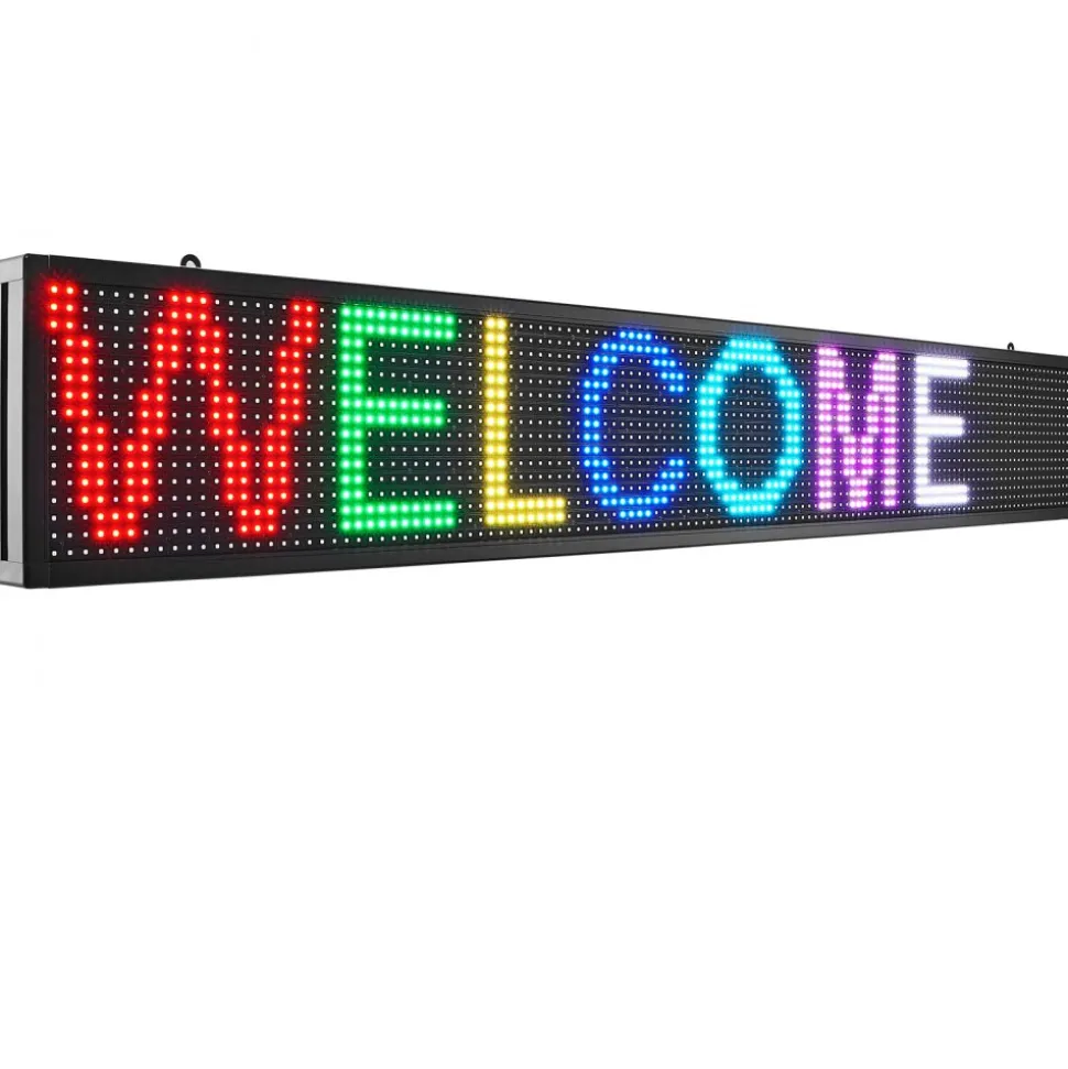 VEVOR LED Message Board, P10 Full Color Scrolling Display, Customizable Text and Animation via WIFI or USB, Ideal for Retail, Parties, and Bars, 52"x8"