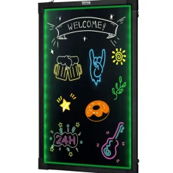 VEVOR LED Message Writing Board, 16"x12" Illuminated Erasable Lighted Chalkboard, Neon Effect Menu Sign Board, Drawing Board with 8 Fluorescent Chalk Markers and Remote Control, for Home Wedding Shop