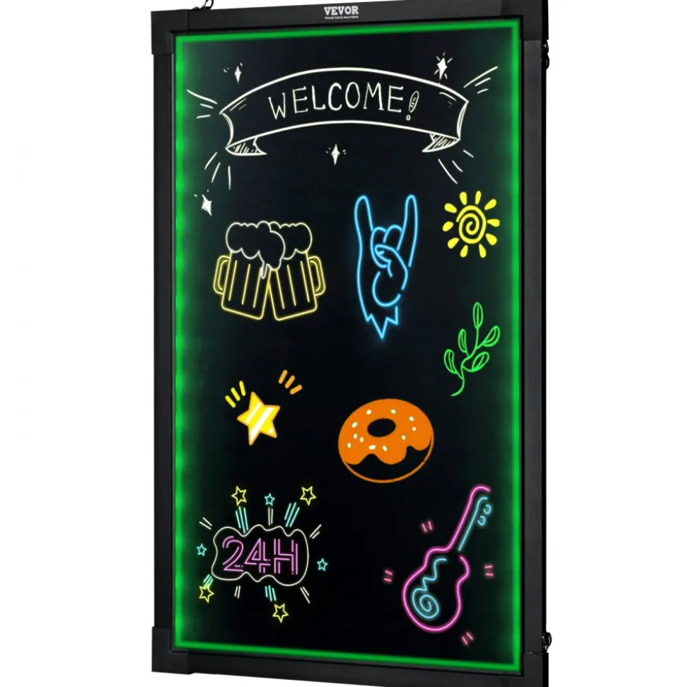 VEVOR LED Message Writing Board, 16"x12" Illuminated Erasable Lighted Chalkboard, Neon Effect Menu Sign Board, Drawing Board with 8 Fluorescent Chalk Markers and Remote Control, for Home Wedding Shop