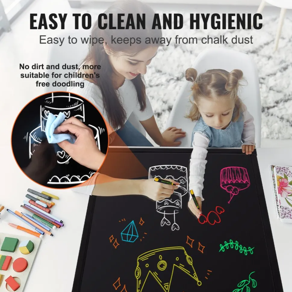 VEVOR LED Message Writing Board, 32"x24" Illuminated Erasable Lighted Chalkboard, Neon Effect Menu Sign Board, Drawing Board with 8 Fluorescent Chalk Markers and Remote Contro Tested toStandards