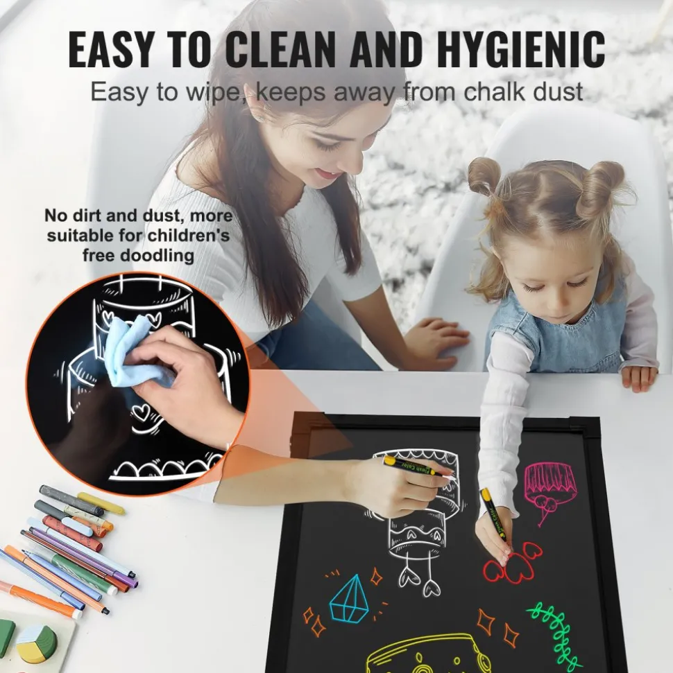 VEVOR LED Message Writing Board, 24"x16" Illuminated Erasable Lighted Chalkboard, Neon Effect Menu Sign Board, Drawing Board with 8 Fluorescent Chalk Markers and Remote Tested to UL Standards