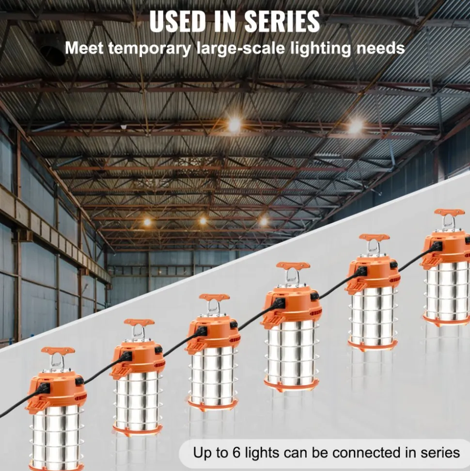 VEVOR LED Portable Work Lamp, 150W, 20000lm, 5000K Durable & Water-Resistant, Linkable up to 6 Units, Ceiling or Stand Job Site Illumination for Both Indoor & Outdoor Use