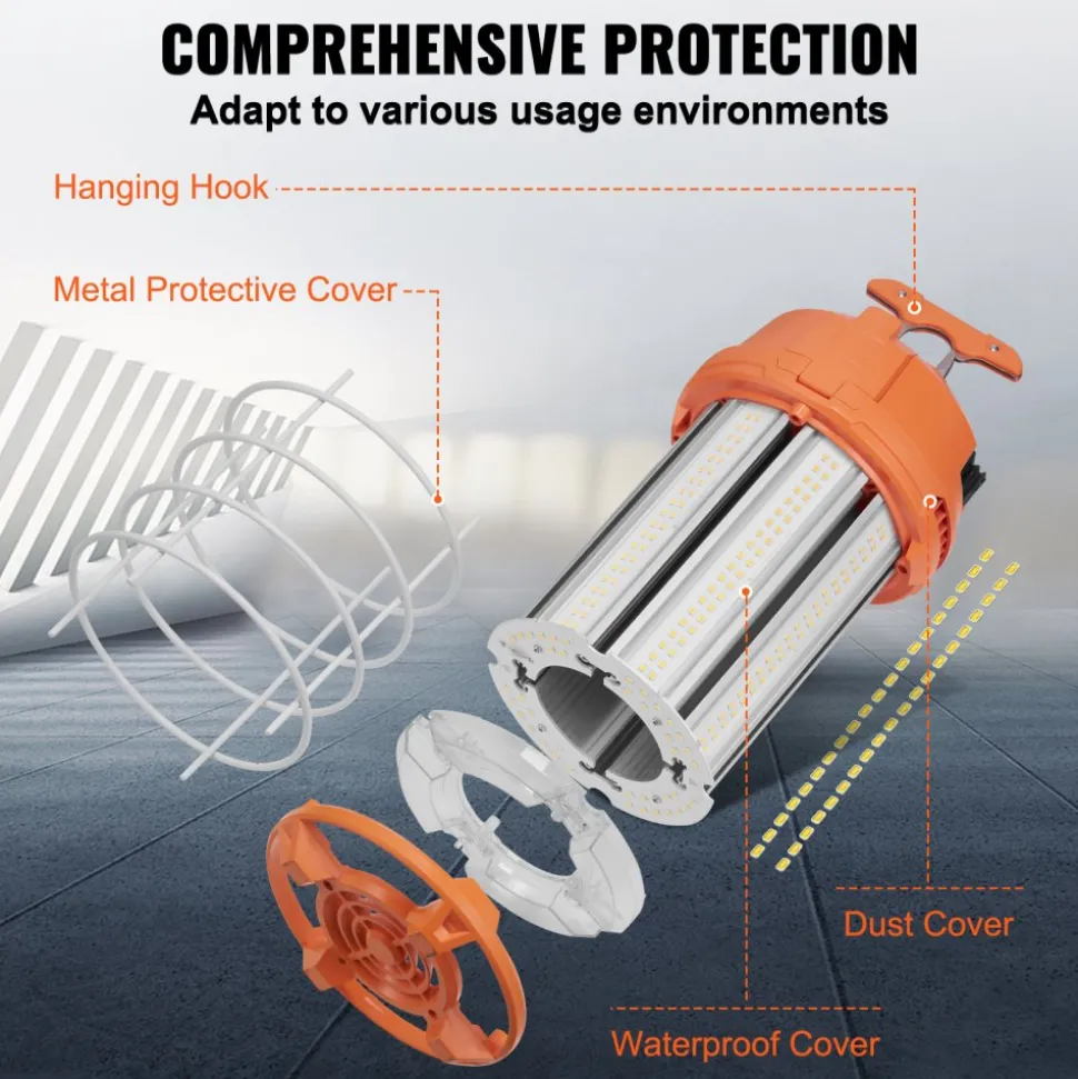 VEVOR LED Portable Work Lamp, 150W, 20000lm, 5000K Durable & Water-Resistant, Linkable up to 6 Units, Ceiling or Stand Job Site Illumination for Both Indoor & Outdoor Use