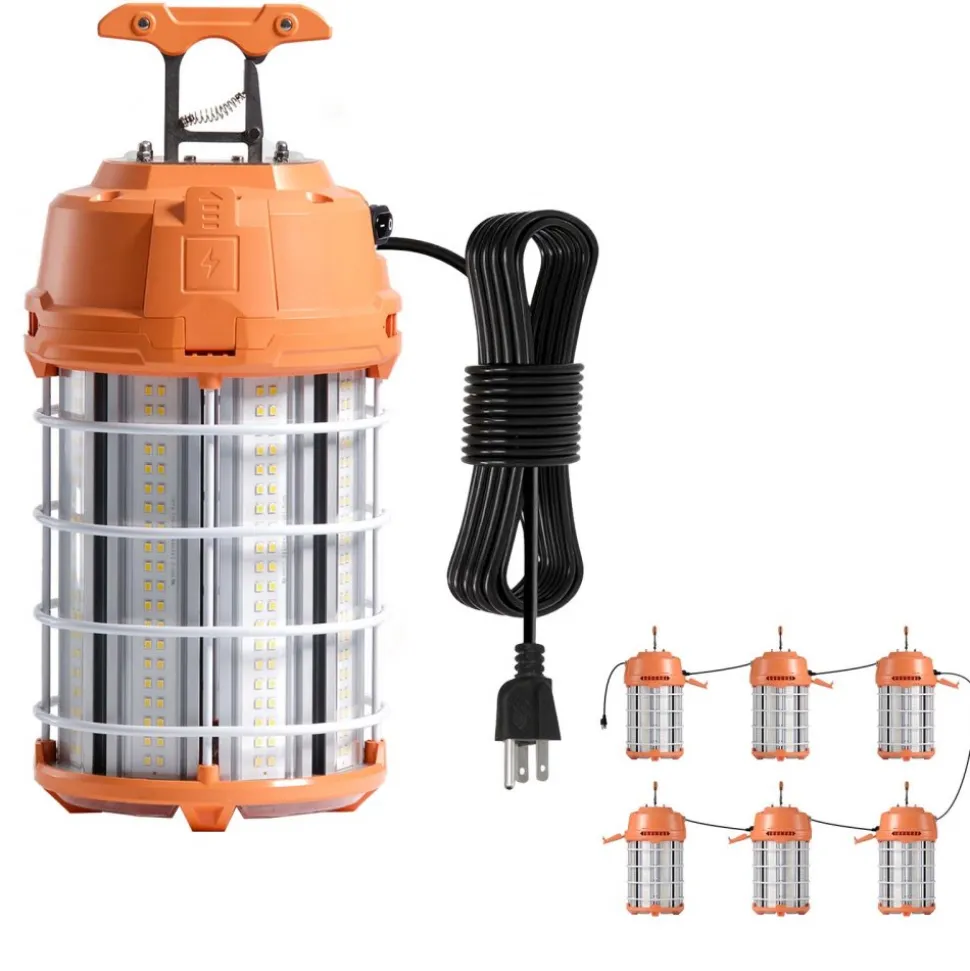 VEVOR LED Temporary Work Light, 150W, 19000 lm, 5000K Durable & Water-Resistant, Linkable up to 6 Units, Ceiling or Stand Job Site Illumination for Construction Sites, Workshops, Indoor & Outdoor Use
