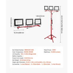 VEVOR LED Work Light with Stand, 2PCS 10000 Lumen Dual-head LED Work Light with 27.6
