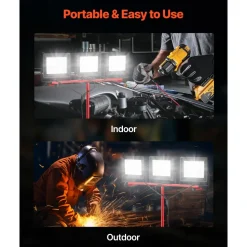 VEVOR LED Work Light with Stand, 2PCS 10000 Lumen Dual-head LED Work Light with 27.6